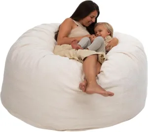 ULTIMATE SACK 5ft Bean Bag Chair, Oversize Bean Bag Chair for Adults, Comfy Chair Bean Bag Couch Lounge Sofa Loveseat Furniture | Alabaster Bouchon
