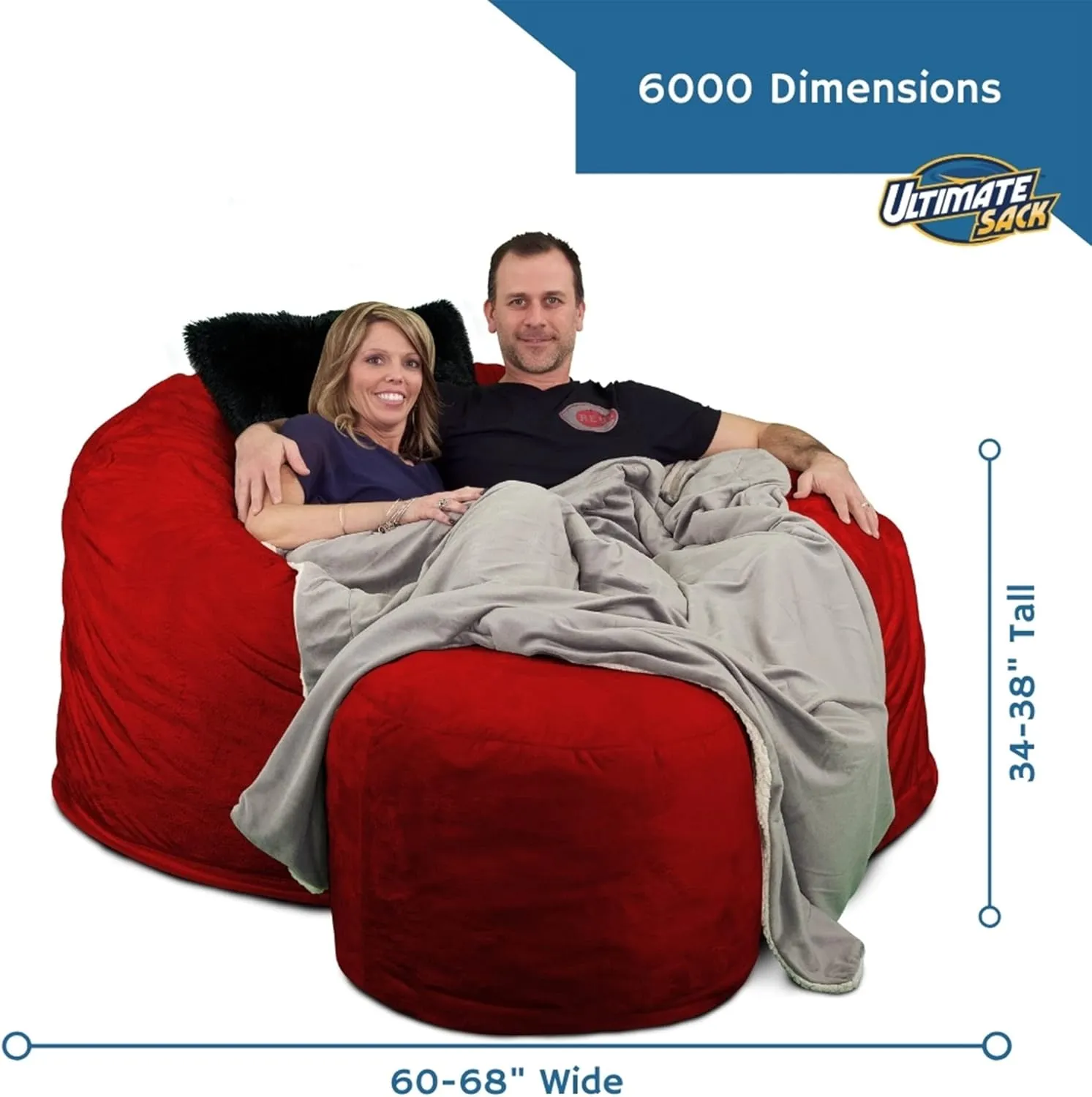 ULTIMATE SACK 6ft Bean Bag Chair & Footstool, Oversize Bean Bag Chair for Adults, Comfy Chair Bean Bag Couch Lounge Sofa Loveseat Furniture | Brown Fur
