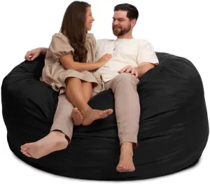 ULTIMATE SACK 6ft Bean Bag Chair, Oversize Bean Bag Chair for Adults, Comfy Chair Bean Bag Couch Lounge Sofa Loveseat Furniture | Black Suede