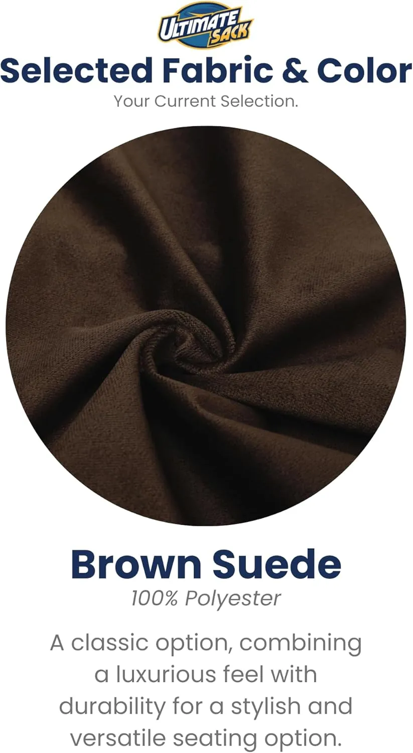 ULTIMATE SACK 6ft Bean Bag Chair, Oversize Bean Bag Chair for Adults, Comfy Chair Bean Bag Couch Lounge Sofa Loveseat Furniture | Brown Suede