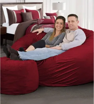 ULTIMATE SACK 6ft Bean Bag Chair, Oversize Bean Bag Chair for Adults, Comfy Chair Bean Bag Couch Lounge Sofa Loveseat Furniture | Burgundy Suede