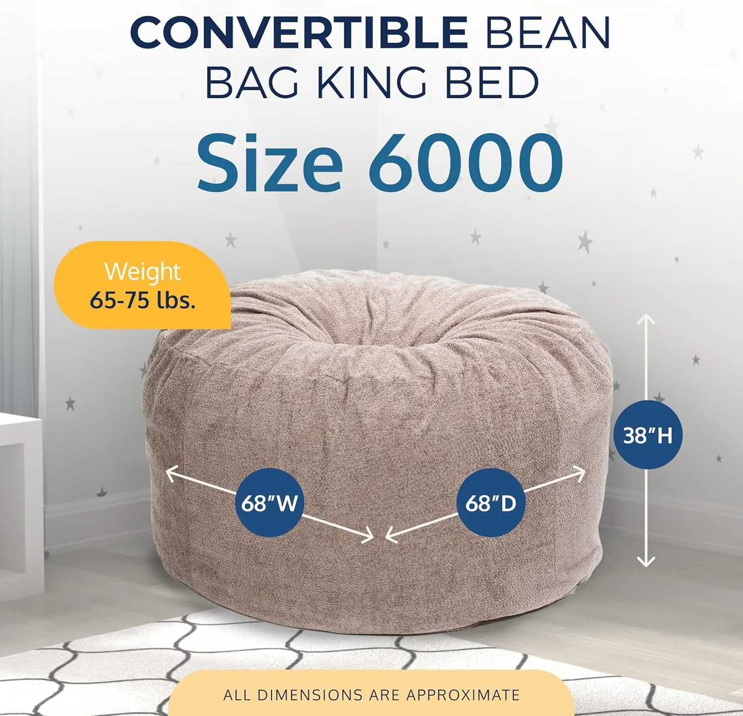 ULTIMATE SACK 6ft Bean Bag Chair, Oversize Bean Bag Chair for Adults, Comfy Chair Bean Bag Couch Lounge Sofa Loveseat Furniture | Cafe Bouchon