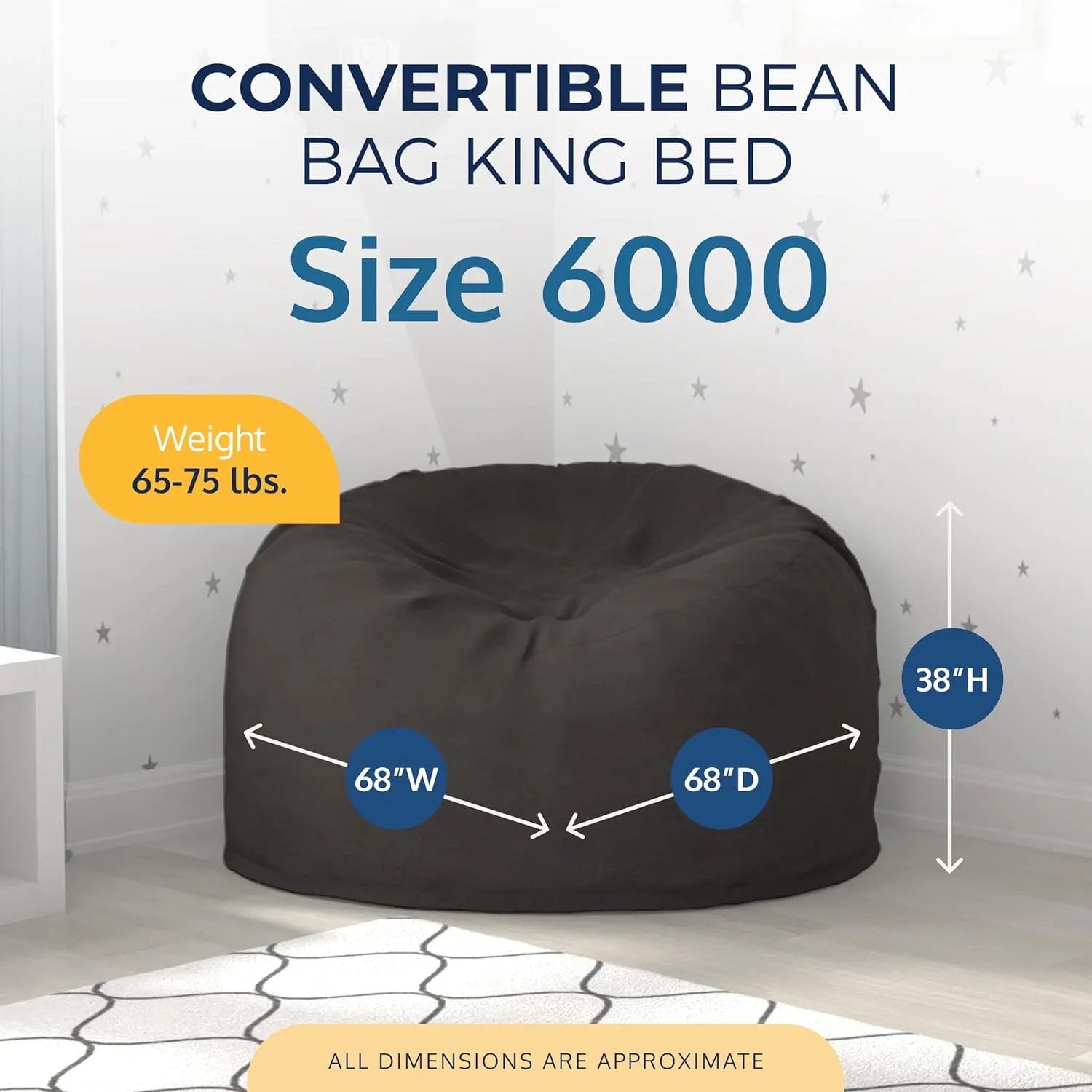 ULTIMATE SACK 6ft Bean Bag Chair, Oversize Bean Bag Chair for Adults, Comfy Chair Bean Bag Couch Lounge Sofa Loveseat Furniture | Grey Suede