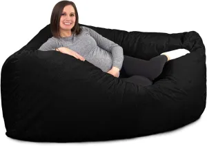 ULTIMATE SACK Corner Bean Bag Chair, Oversize Bean Bag Chair for Adults, Comfy Chair Bean Bag Couch Lounge Sofa Loveseat Furniture | Black Fur