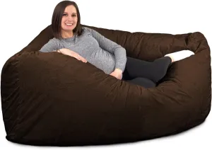 ULTIMATE SACK Corner Bean Bag Chair, Oversize Bean Bag Chair for Adults, Comfy Chair Bean Bag Couch Lounge Sofa Loveseat Furniture | Brown Fur