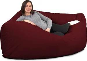 ULTIMATE SACK Corner Bean Bag Chair, Oversize Bean Bag Chair for Adults, Comfy Chair Bean Bag Couch Lounge Sofa Loveseat Furniture | Burgundy Suede