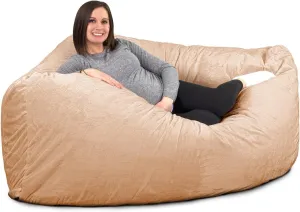 ULTIMATE SACK Corner Bean Bag Chair, Oversize Bean Bag Chair for Adults, Comfy Chair Bean Bag Couch Lounge Sofa Loveseat Furniture | Camel Fur