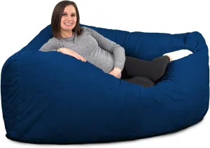 ULTIMATE SACK Corner Bean Bag Chair, Oversize Bean Bag Chair for Adults, Comfy Chair Bean Bag Couch Lounge Sofa Loveseat Furniture | Electric Blue Suede