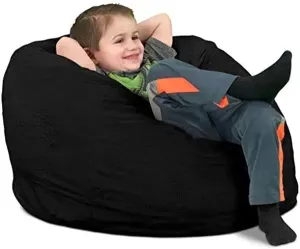 ULTIMATE SACK Kids Bean Bag Chair, Oversize Bean Bag Chair for Adults, Comfy Chair Bean Bag Couch Lounge Sofa Loveseat Furniture | Black Suede