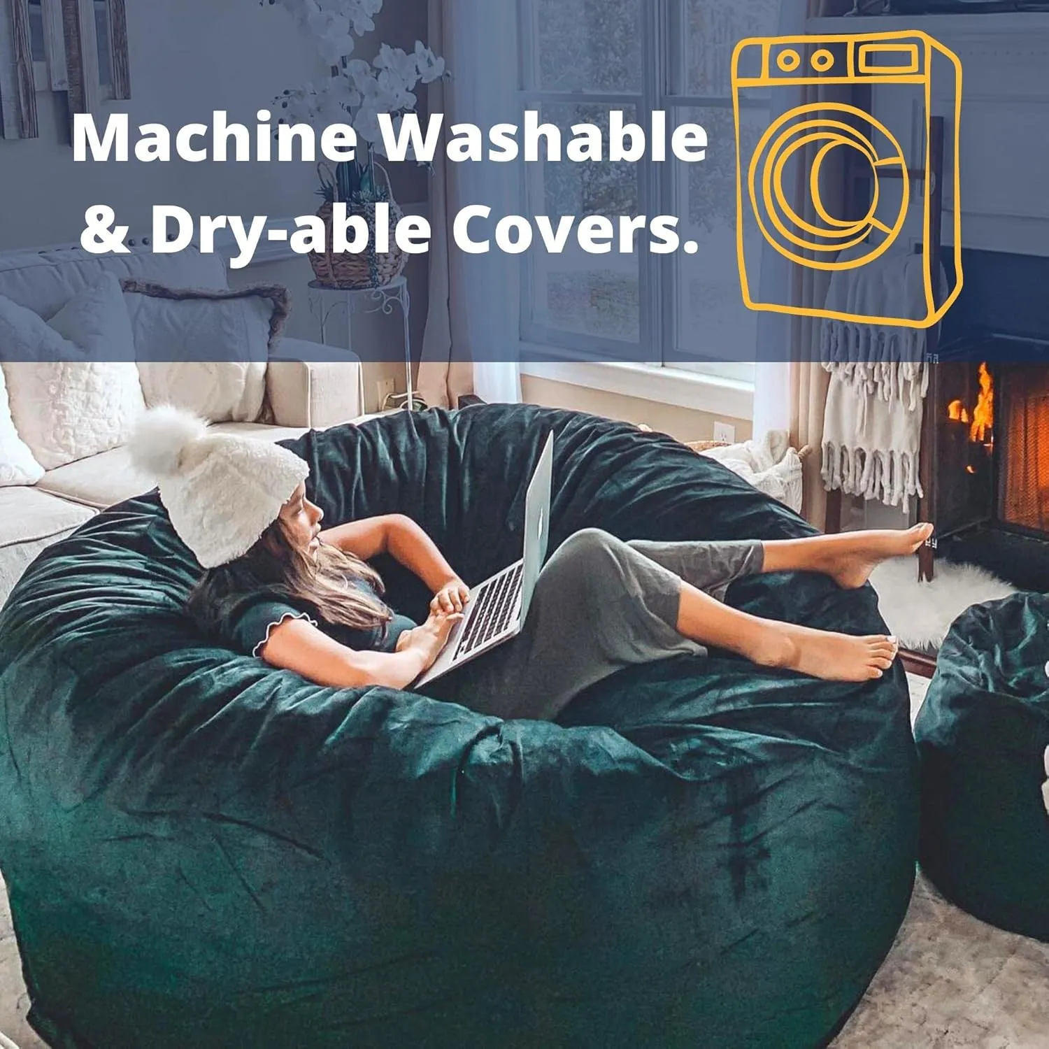 ULTIMATE SACK Kids Bean Bag Chair, Oversize Bean Bag Chair for Adults, Comfy Chair Bean Bag Couch Lounge Sofa Loveseat Furniture | Hunter Green Suede