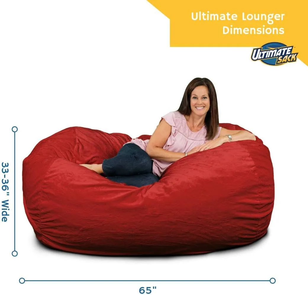 ULTIMATE SACK Lounger Bean Bag Chair, Oversize Bean Bag Chair for Adults, Comfy Chair Bean Bag Couch Lounge Sofa Loveseat Furniture | Black Fur
