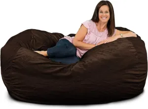 ULTIMATE SACK Lounger Bean Bag Chair, Oversize Bean Bag Chair for Adults, Comfy Chair Bean Bag Couch Lounge Sofa Loveseat Furniture | Brown Fur
