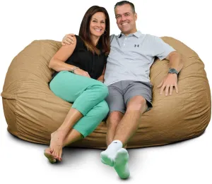 ULTIMATE SACK Lounger Bean Bag Chair, Oversize Bean Bag Chair for Adults, Comfy Chair Bean Bag Couch Lounge Sofa Loveseat Furniture | Camel Fur