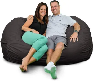 ULTIMATE SACK Lounger Bean Bag Chair, Oversize Bean Bag Chair for Adults, Comfy Chair Bean Bag Couch Lounge Sofa Loveseat Furniture | Grey Suede