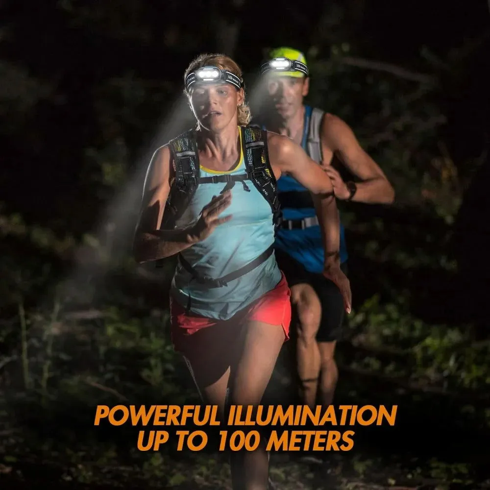 Ultra-Bright USB Rechargeable LED Headlamp – Waterproof IPX4 Headlight with White, Red, and Blue Light Modes