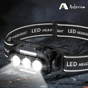 Ultra-Bright USB Rechargeable LED Headlamp – Waterproof IPX4 Headlight with White, Red, and Blue Light Modes