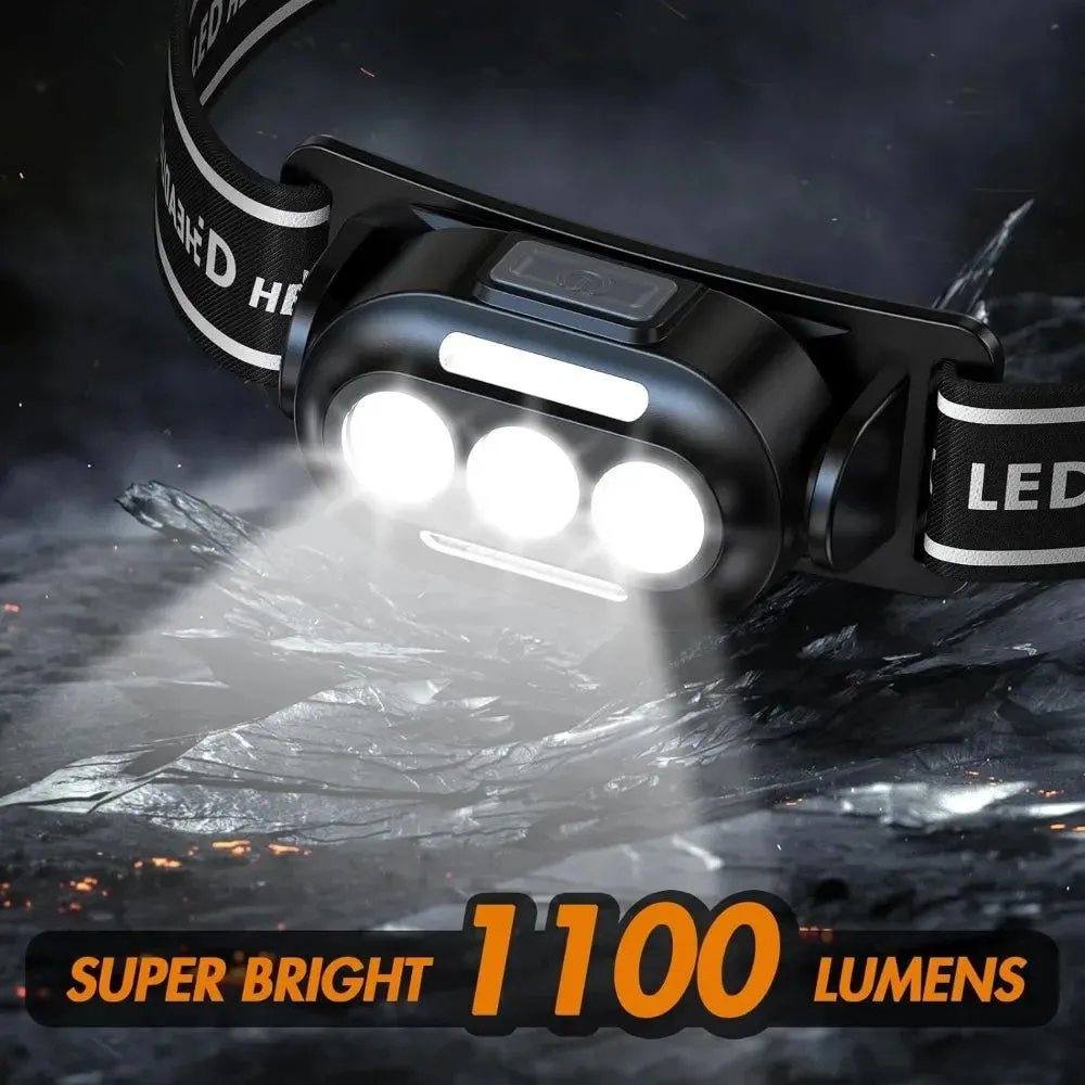 Ultra-Bright USB Rechargeable LED Headlamp – Waterproof IPX4 Headlight with White, Red, and Blue Light Modes