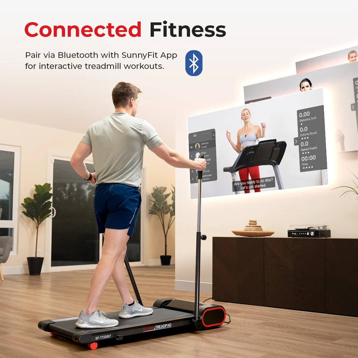 Under Desk Smart TreadPad® Walking Treadmill with Hiking Pole