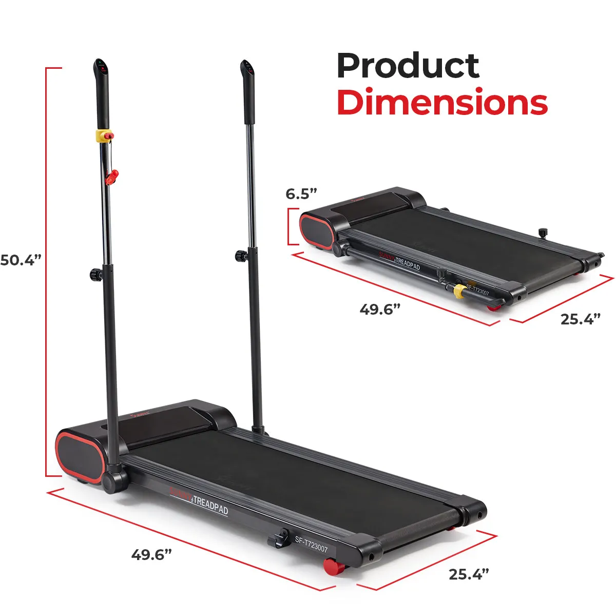 Under Desk Smart TreadPad® Walking Treadmill with Hiking Pole