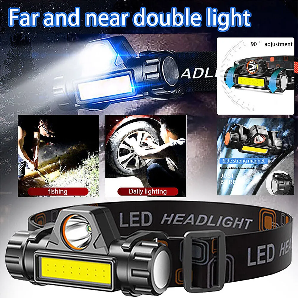US 2-4Pack Waterproof LED Headlamp Flashlight USB Rechargeable Headlight Camping