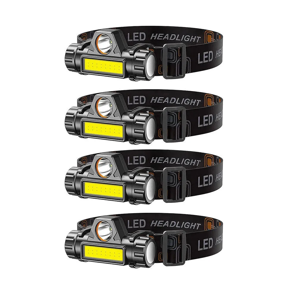US 2-4Pack Waterproof LED Headlamp Flashlight USB Rechargeable Headlight Camping