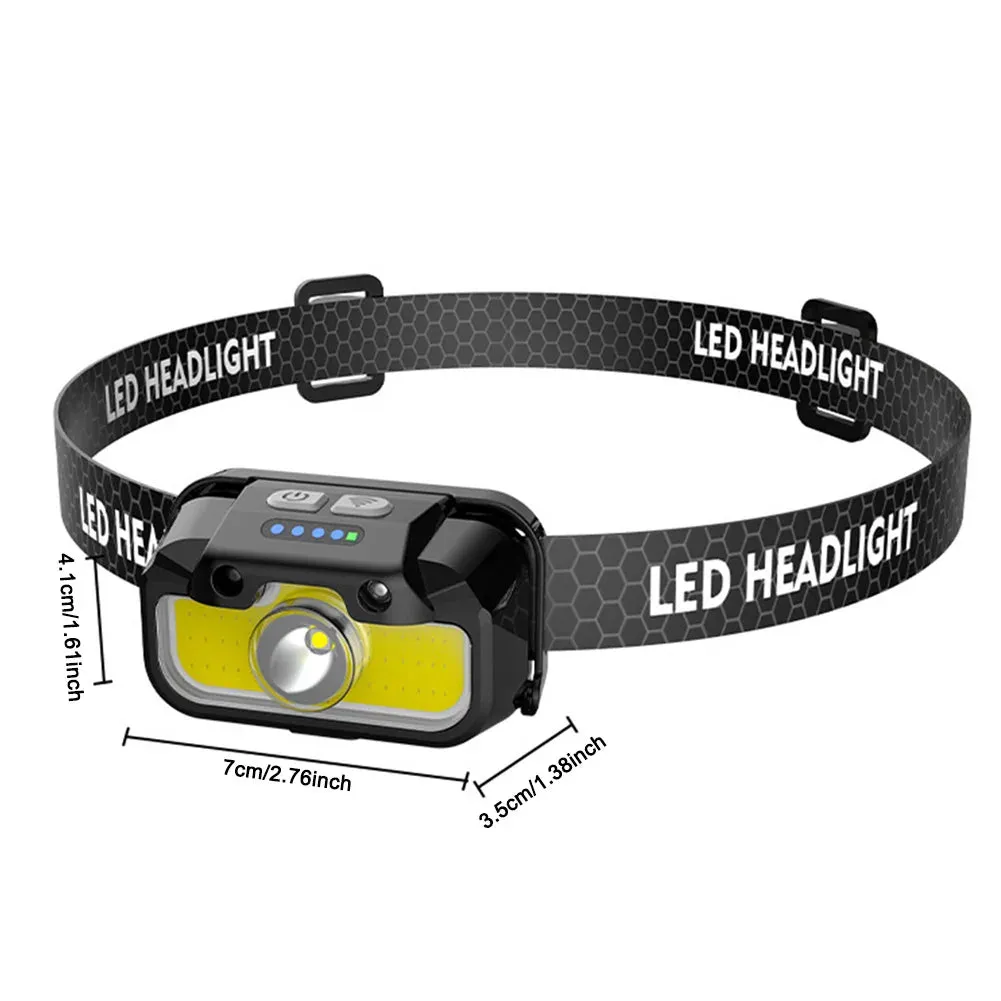 USB Rechargeable LED Headlamp - Adjustable Brightness Headlight for Camping, Running, Fishing & Outdoor Activities