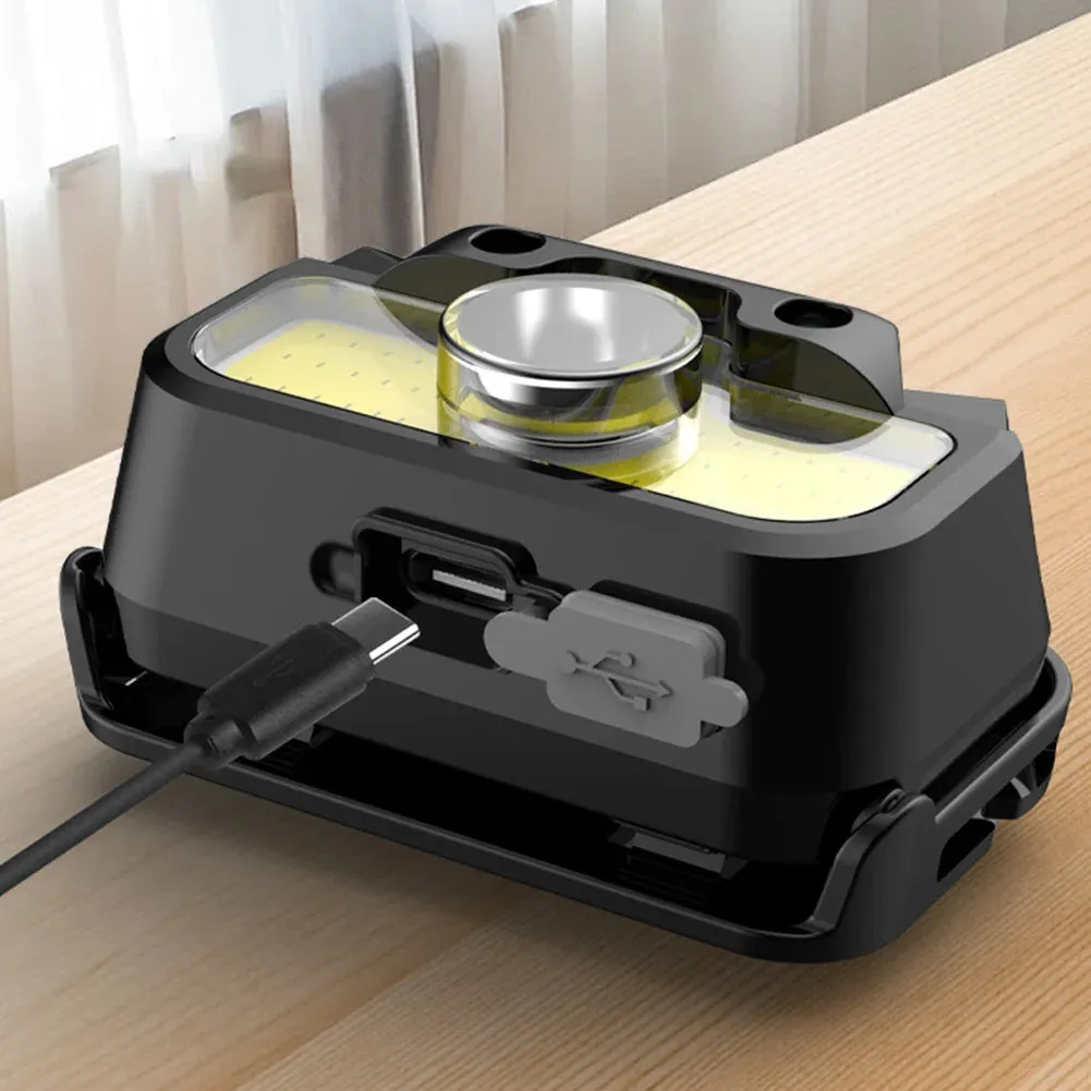 USB Rechargeable LED Headlamp - Adjustable Brightness Headlight for Camping, Running, Fishing & Outdoor Activities