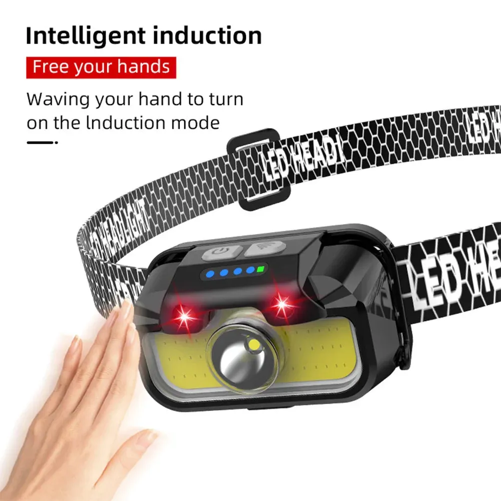 USB Rechargeable LED Headlamp - Adjustable Brightness Headlight for Camping, Running, Fishing & Outdoor Activities