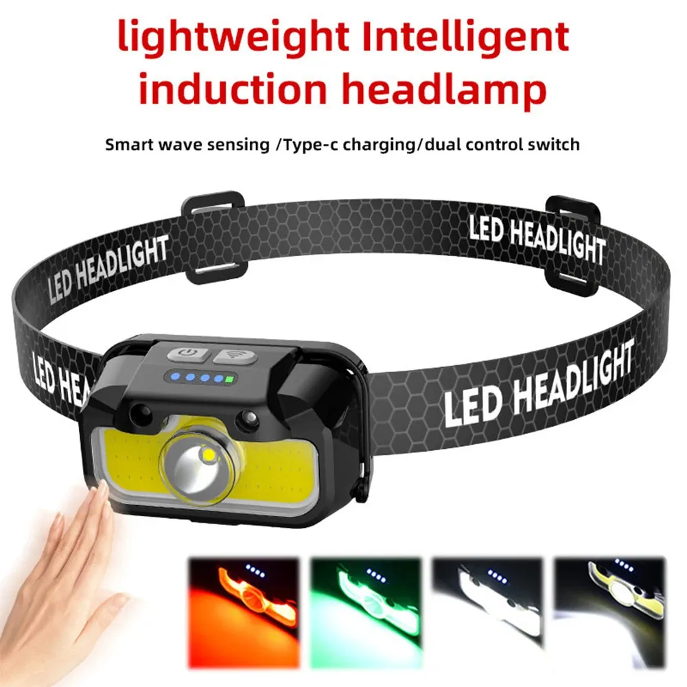 USB Rechargeable LED Headlamp - Adjustable Brightness Headlight for Camping, Running, Fishing & Outdoor Activities