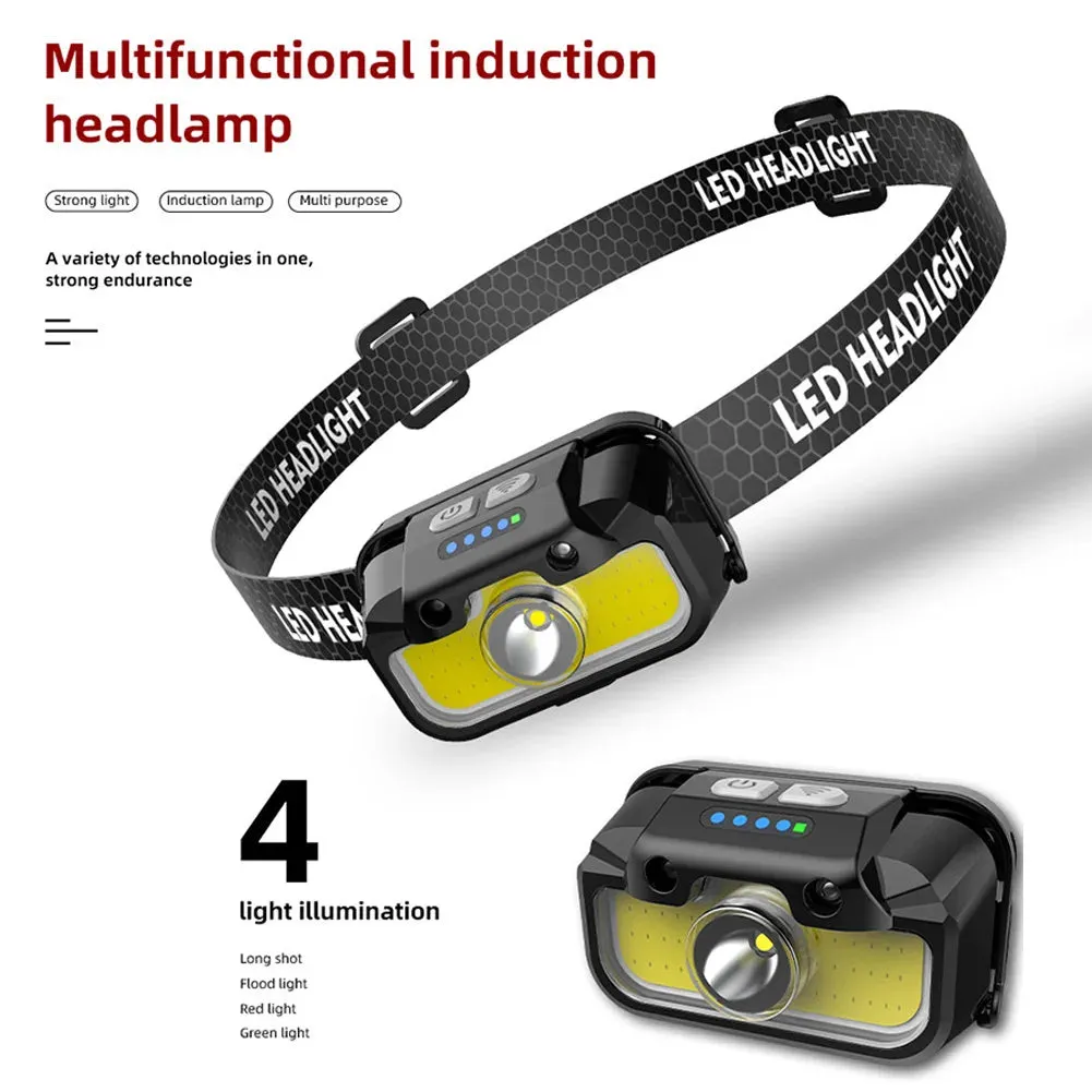 USB Rechargeable LED Headlamp - Adjustable Brightness Headlight for Camping, Running, Fishing & Outdoor Activities