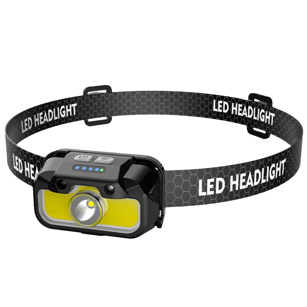 USB Rechargeable LED Headlamp - Adjustable Brightness Headlight for Camping, Running, Fishing & Outdoor Activities
