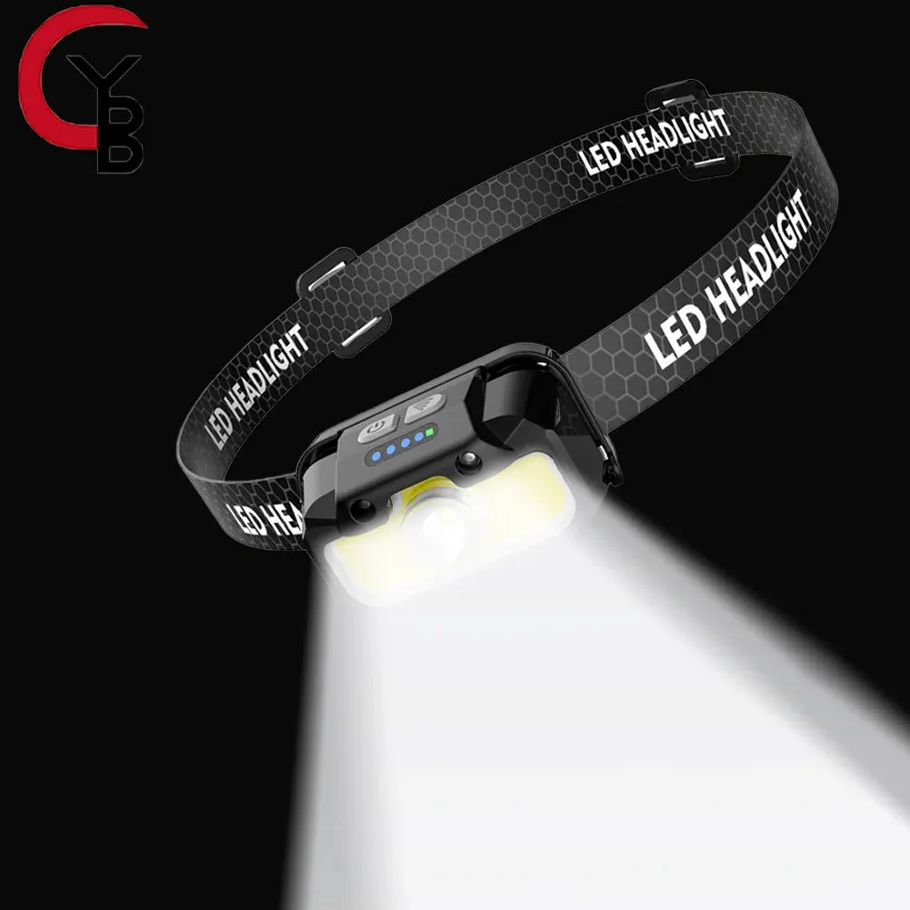 USB Rechargeable LED Headlamp - Adjustable Brightness Headlight for Camping, Running, Fishing & Outdoor Activities