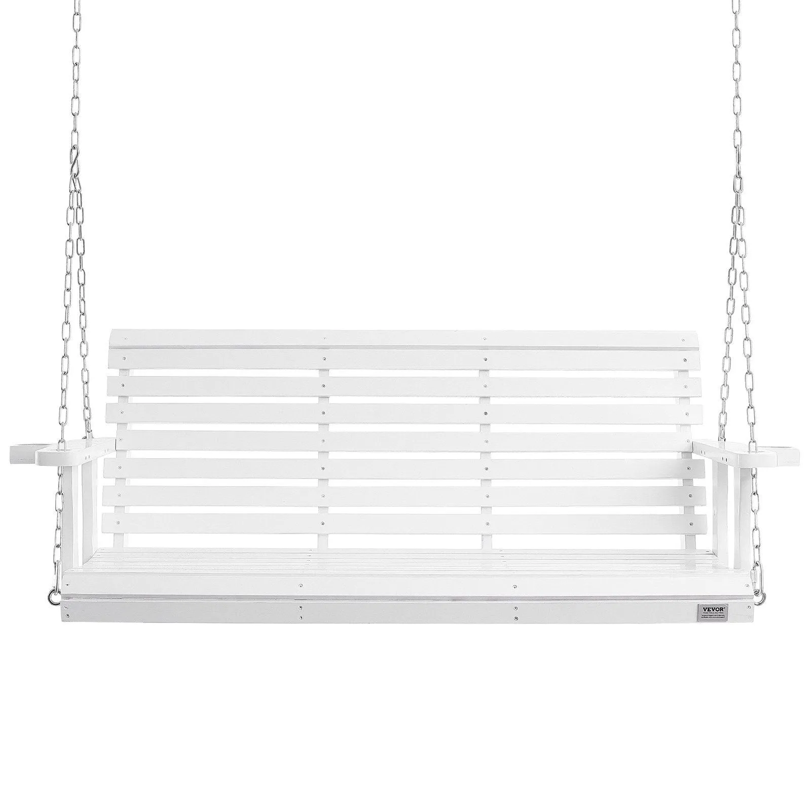 VEVOR Wooden Porch Swing 5.5 ft, Patio bench swing for Courtyard & Garden, Upgraded 880 lbs Strong Load Capacity, Heavy Duty Swing Chair Bench with Hanging Chains for Outdoors, White