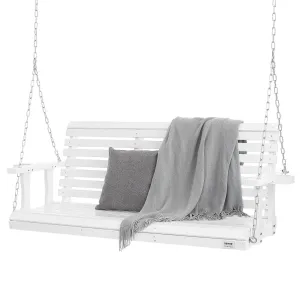 VEVOR Wooden Porch Swing 5.5 ft, Patio bench swing for Courtyard & Garden, Upgraded 880 lbs Strong Load Capacity, Heavy Duty Swing Chair Bench with Hanging Chains for Outdoors, White