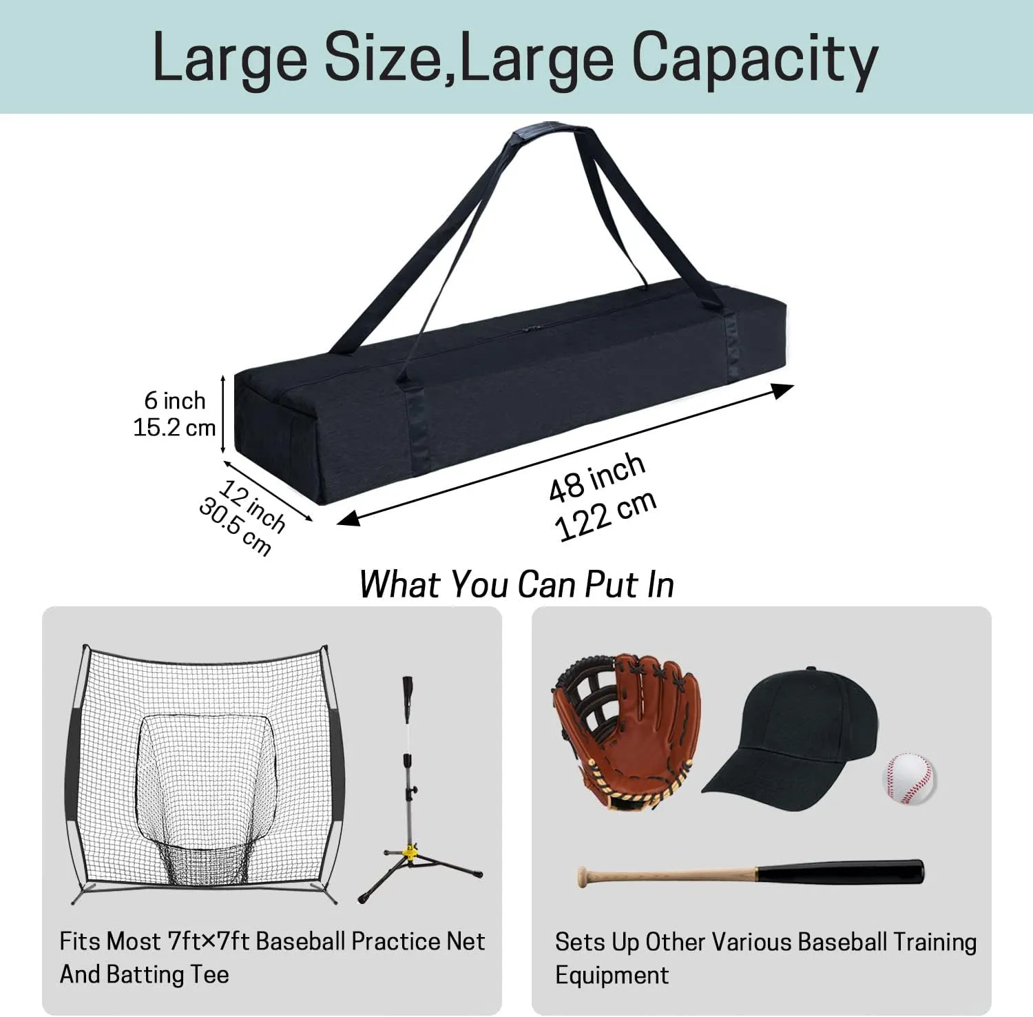 VISEMAN Baseball Softball Bow Style Net Replacement Bag Only,Baseball Practice Net Bag,Baseball Net Duffel Bag - Fits 7 x 7 Practice Net Systems for Teams & Coaches