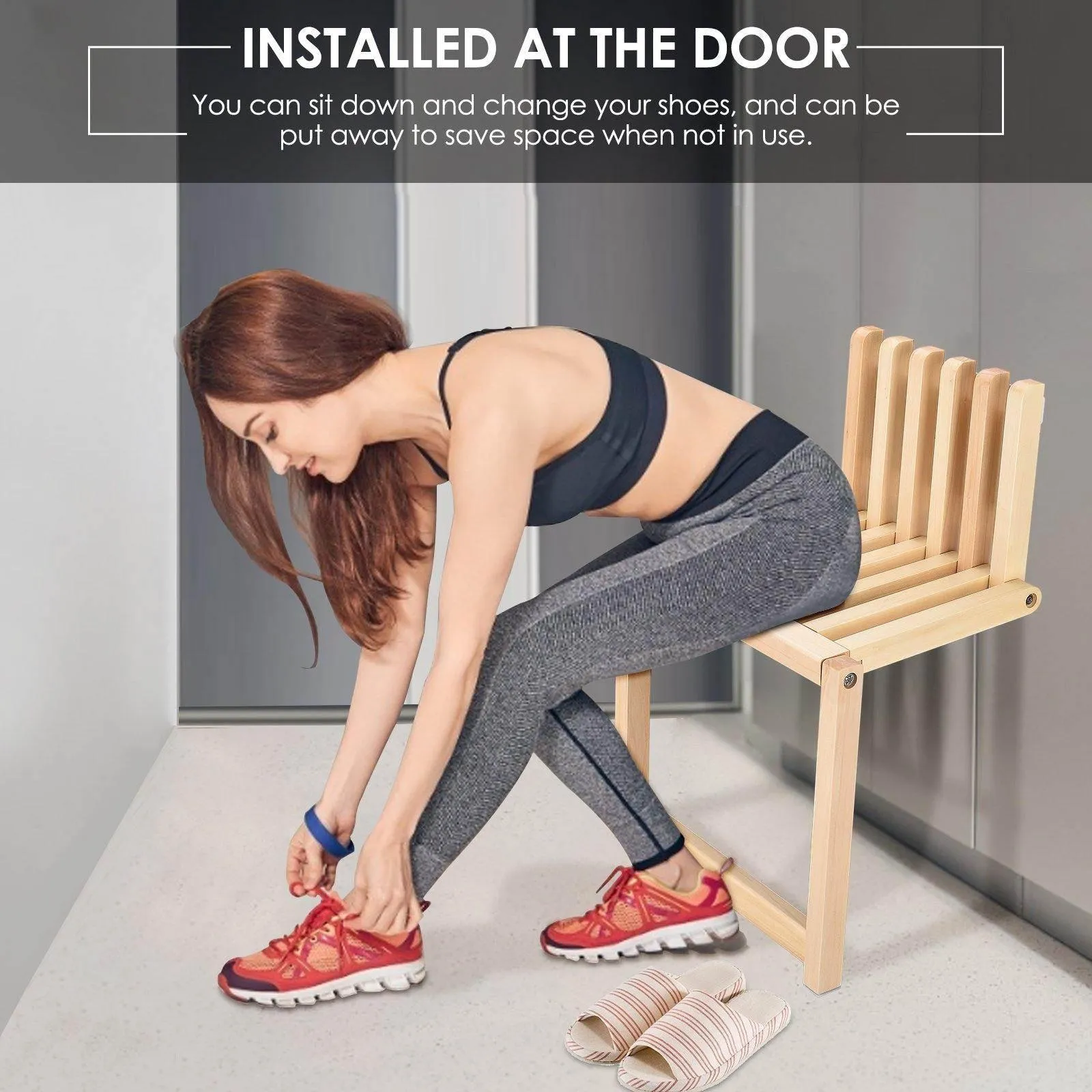 Wall-Mounted Folding Chair - Space-Saving Design for Home or Office