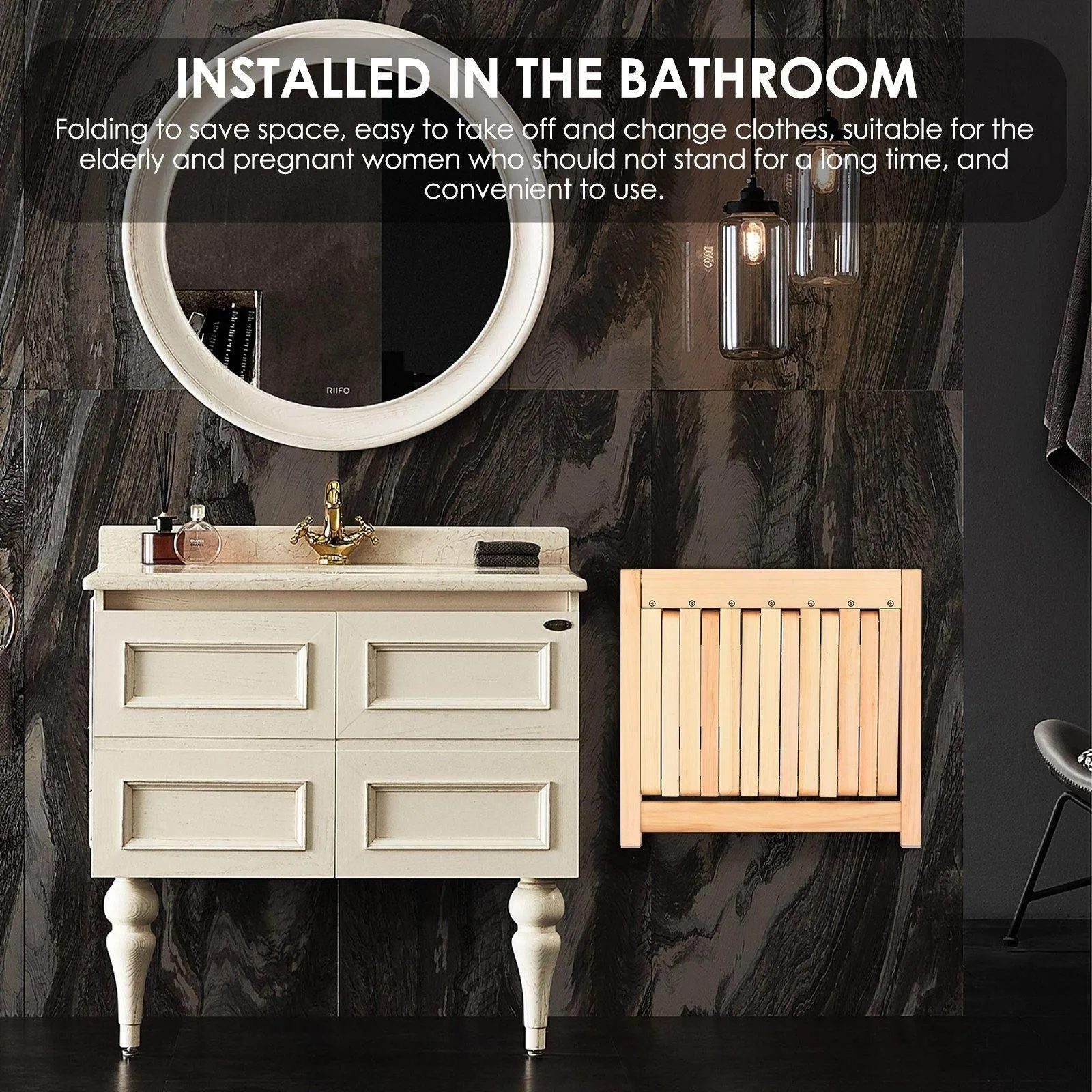 Wall-Mounted Folding Chair - Space-Saving Design for Home or Office