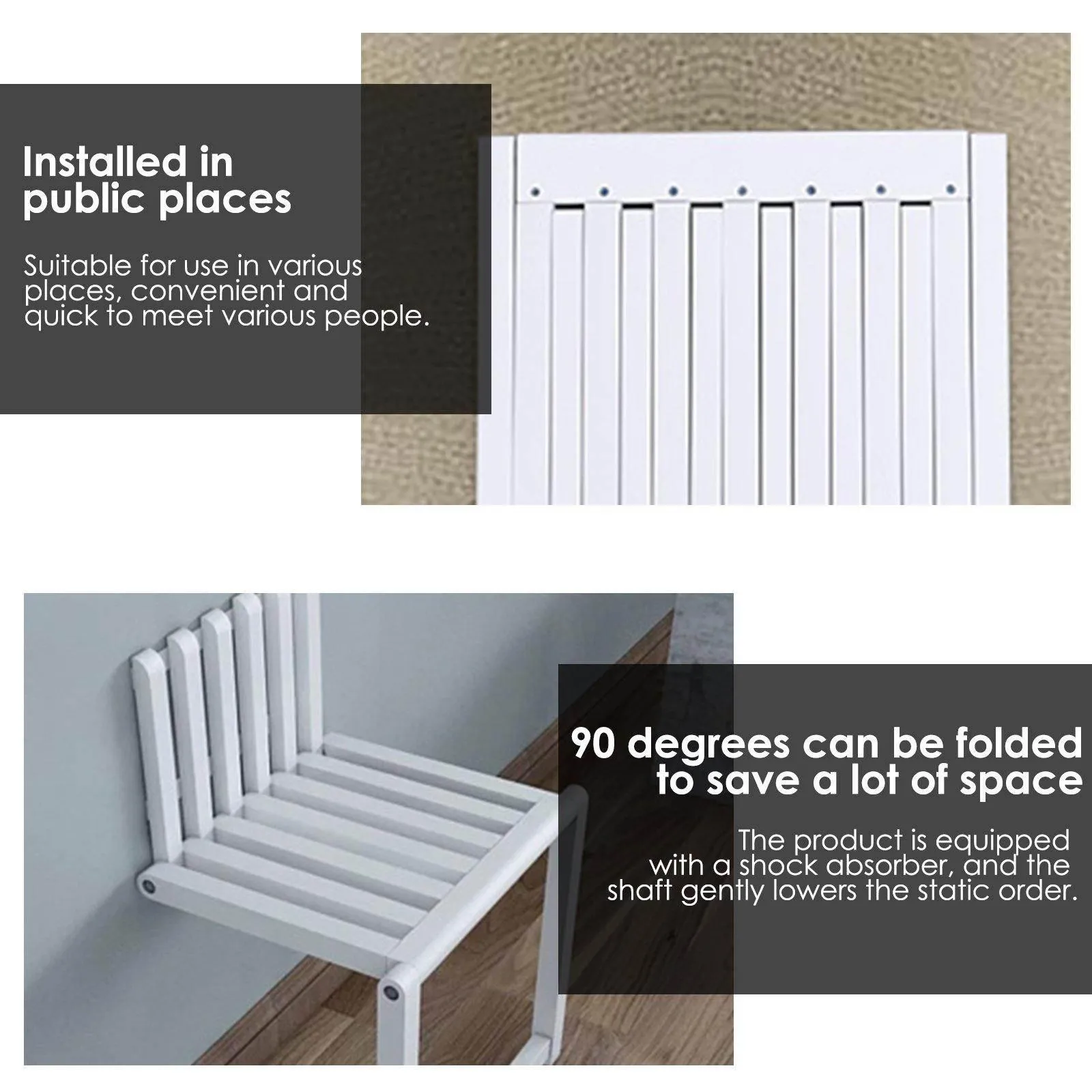 Wall-Mounted Folding Chair - Space-Saving Design for Home or Office