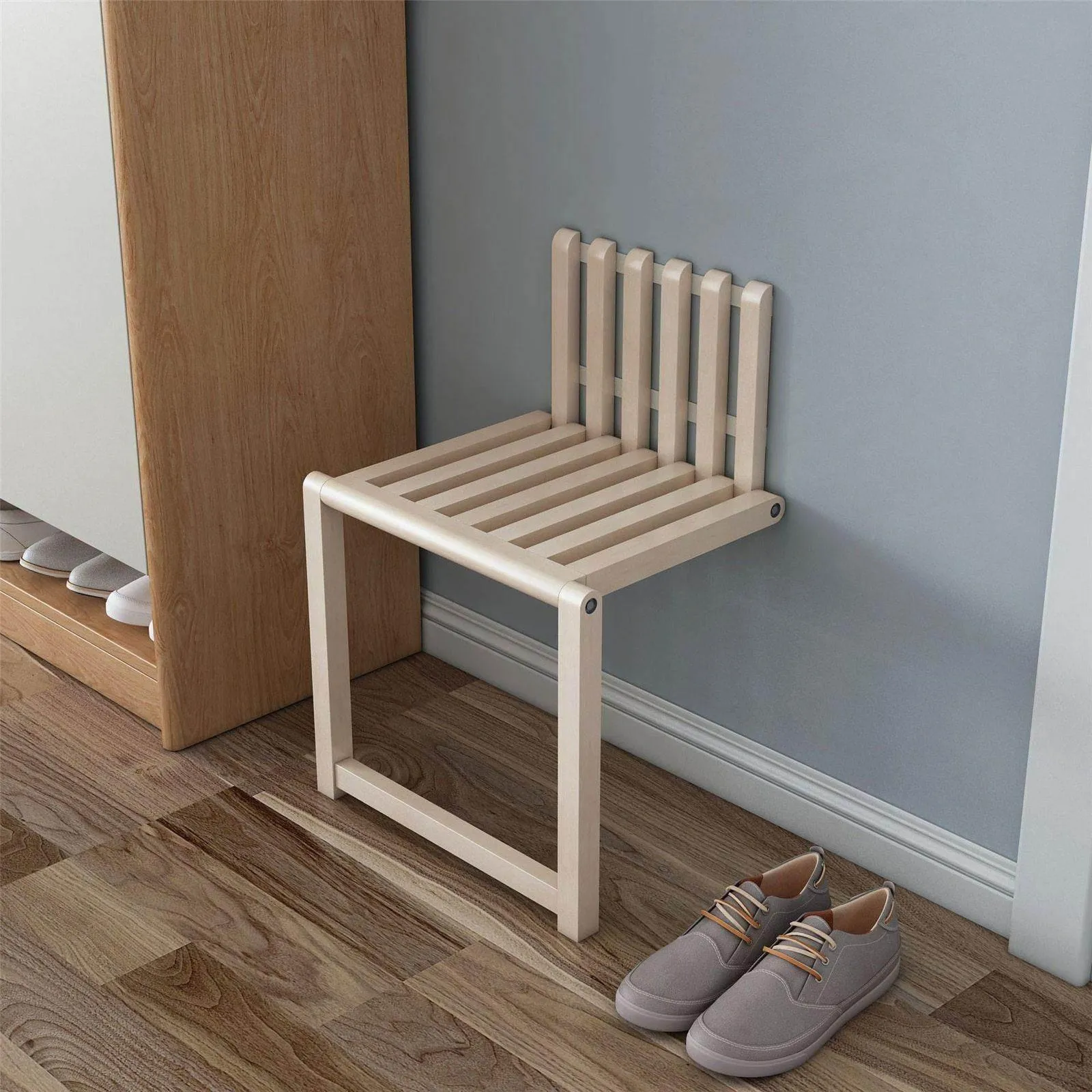Wall-Mounted Folding Chair - Space-Saving Design for Home or Office