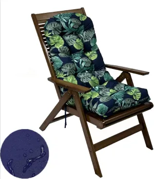 Waterproof Adirondack & Rocking Chair Cushion Indoor and Outdoor High Back Patio Cushions with Ties 43.3 X 19.7 Inch(Without Chair) (1, Banana Leaves)
