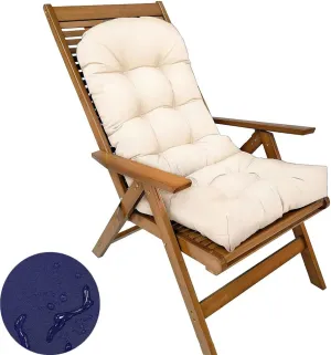 Waterproof Adirondack & Rocking Chair Cushion Indoor and Outdoor High Back Patio Cushions with Ties 43.3 X 19.7 Inch(Without Chair) (1, Beige)
