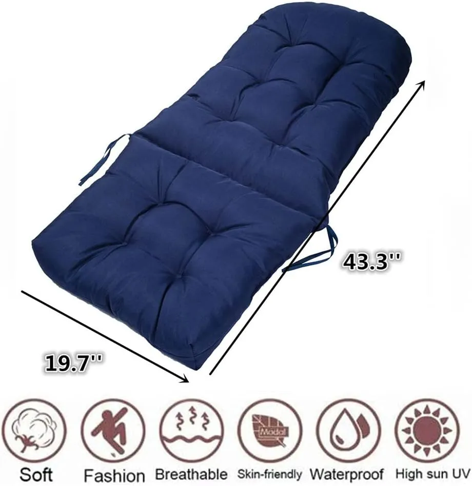Waterproof Adirondack & Rocking Chair Cushion Indoor and Outdoor High Back Patio Cushions with Ties 43.3 X 19.7 Inch(Without Chair) (1, Beige)