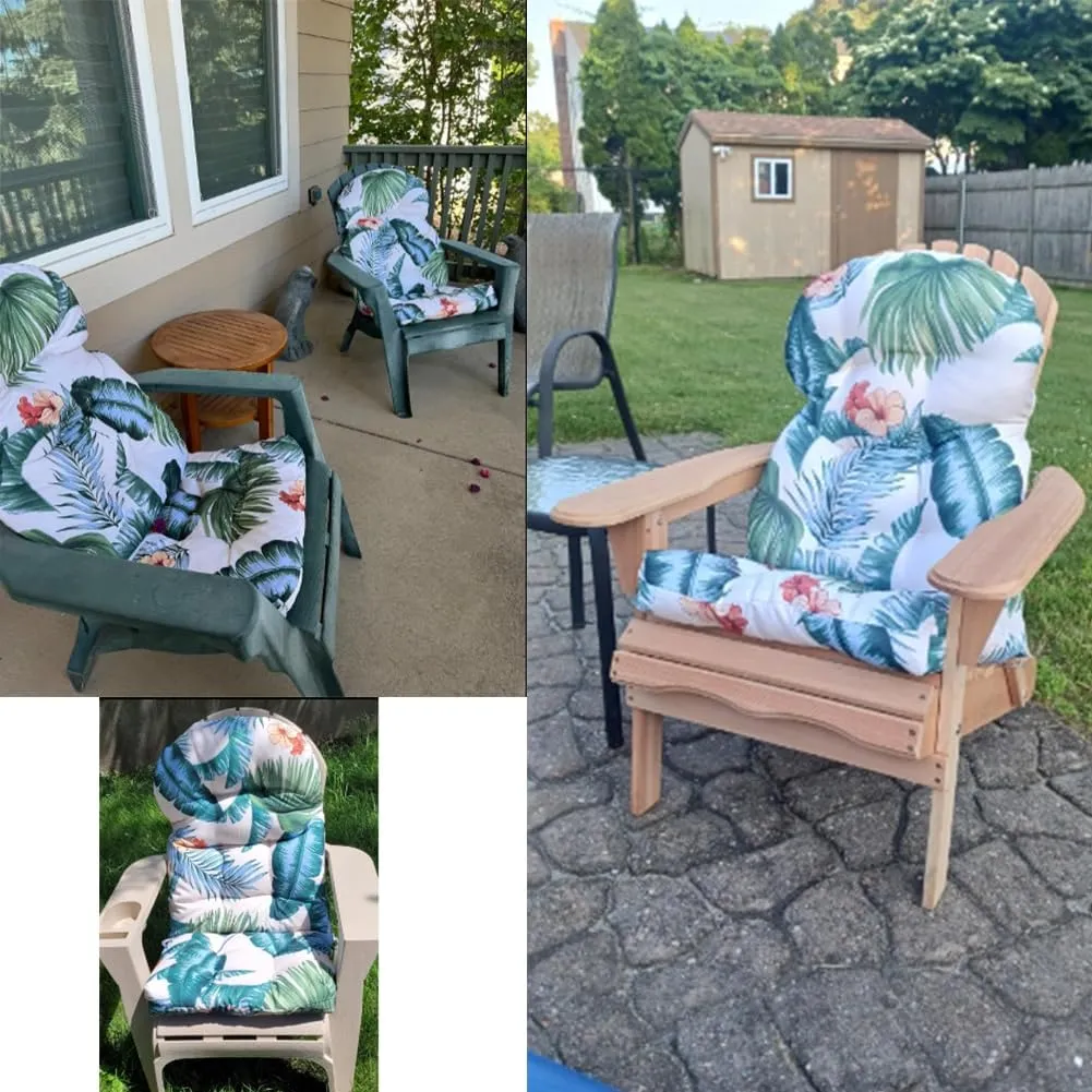 Waterproof Adirondack & Rocking Chair Cushion Indoor and Outdoor High Back Patio Cushions with Ties 43.3 X 19.7 Inch(Without Chair) (1, Beige)