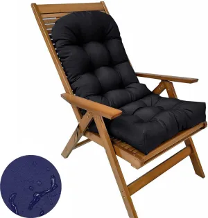 Waterproof Adirondack & Rocking Chair Cushion Indoor and Outdoor High Back Patio Cushions with Ties 43.3 X 19.7 Inch(Without Chair) (1, Black)