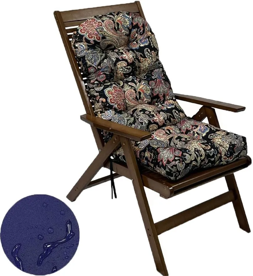 Waterproof Adirondack & Rocking Chair Cushion Indoor and Outdoor High Back Patio Cushions with Ties 43.3 X 19.7 Inch(Without Chair) (1, Bohemia Style)
