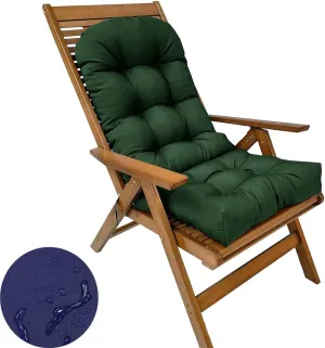 Waterproof Adirondack & Rocking Chair Cushion Indoor and Outdoor High Back Patio Cushions with Ties 43.3 X 19.7 Inch(Without Chair) (1, Dark Green)