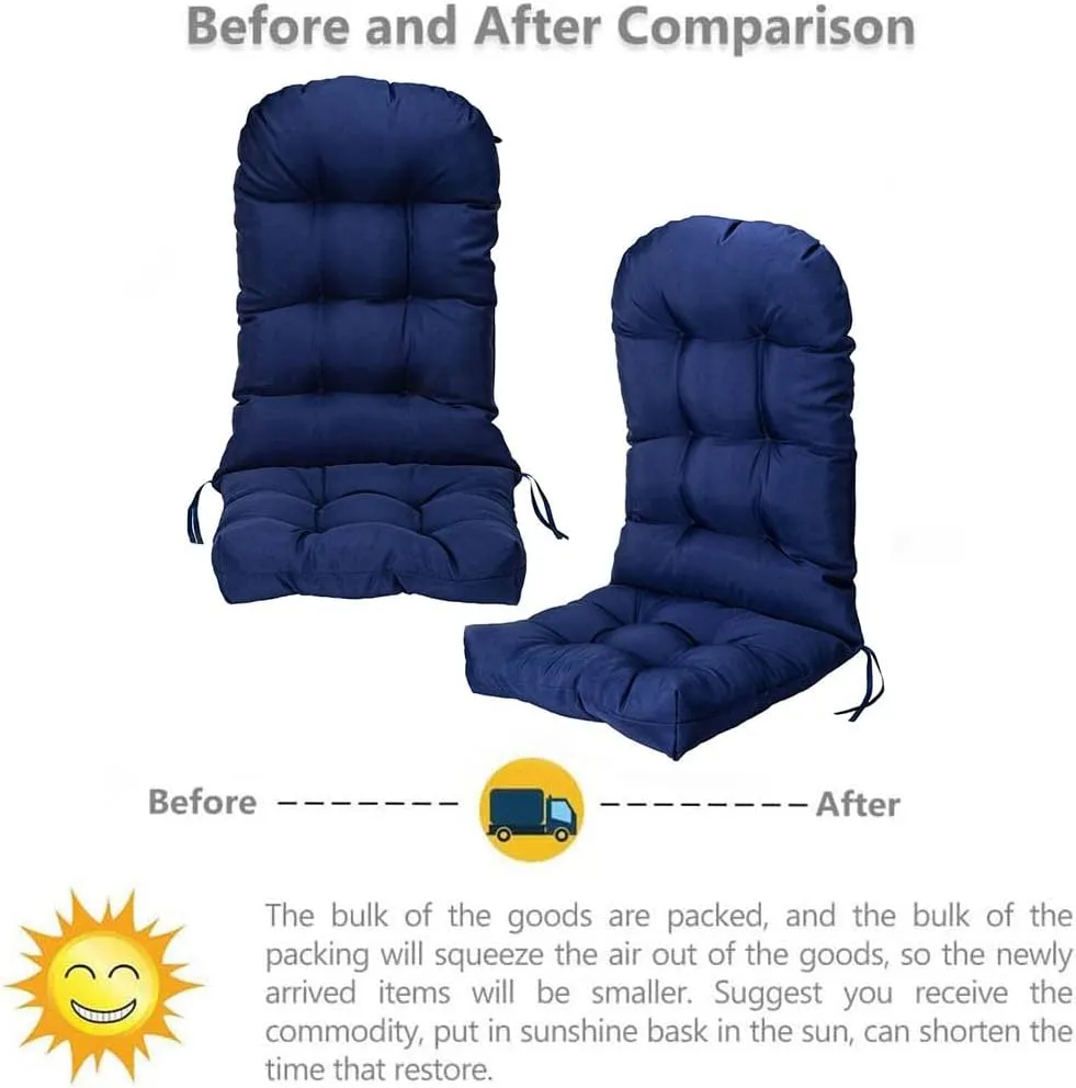 Waterproof Adirondack & Rocking Chair Cushion Indoor and Outdoor High Back Patio Cushions with Ties 43.3 X 19.7 Inch(Without Chair) (Coffee, 1)