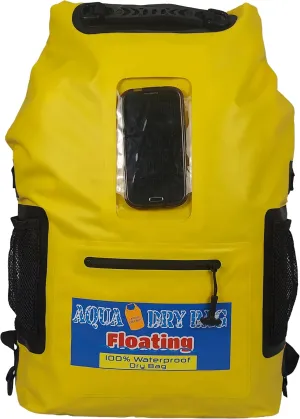 Waterproof Backpack 28L Yellow Dry Bag Cell Phone Pouch with Exterior Window for Easy Use During All Water Sports | 28L Large Capacity | Ideal for Hiking, Boating, Rafting and Travel