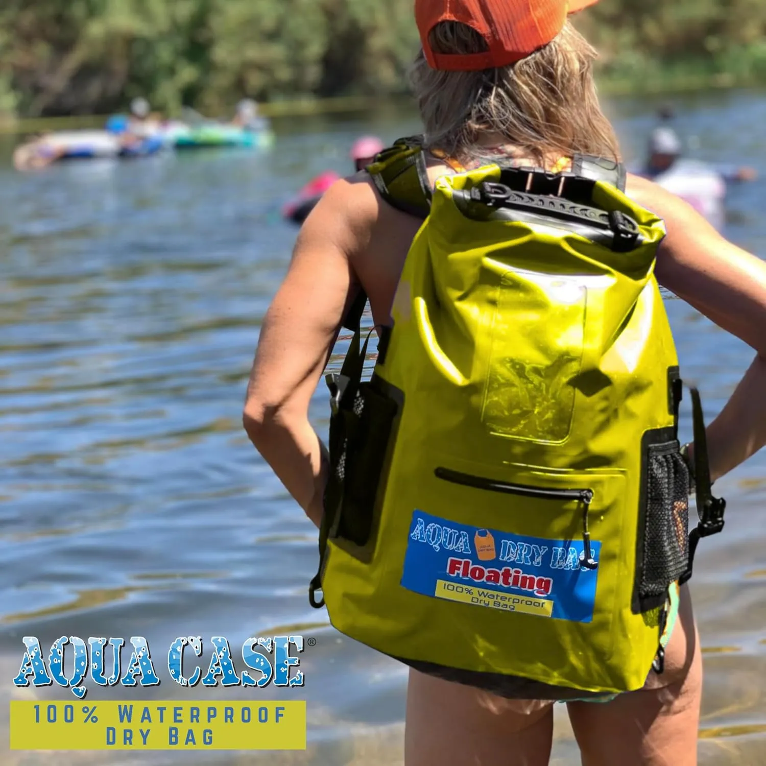 Waterproof Backpack 28L Yellow Dry Bag Cell Phone Pouch with Exterior Window for Easy Use During All Water Sports | 28L Large Capacity | Ideal for Hiking, Boating, Rafting and Travel