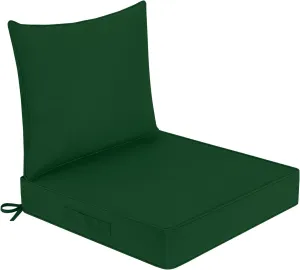 Waterproof Outdoor Chair Cushions 22x22, Outdoor Cushions for Patio Furniture with Removable Cover, Outdoor Deep Seat Patio Cushion Set with Backrest for Sofa, Couch and Patio Chairs, Forest Green
